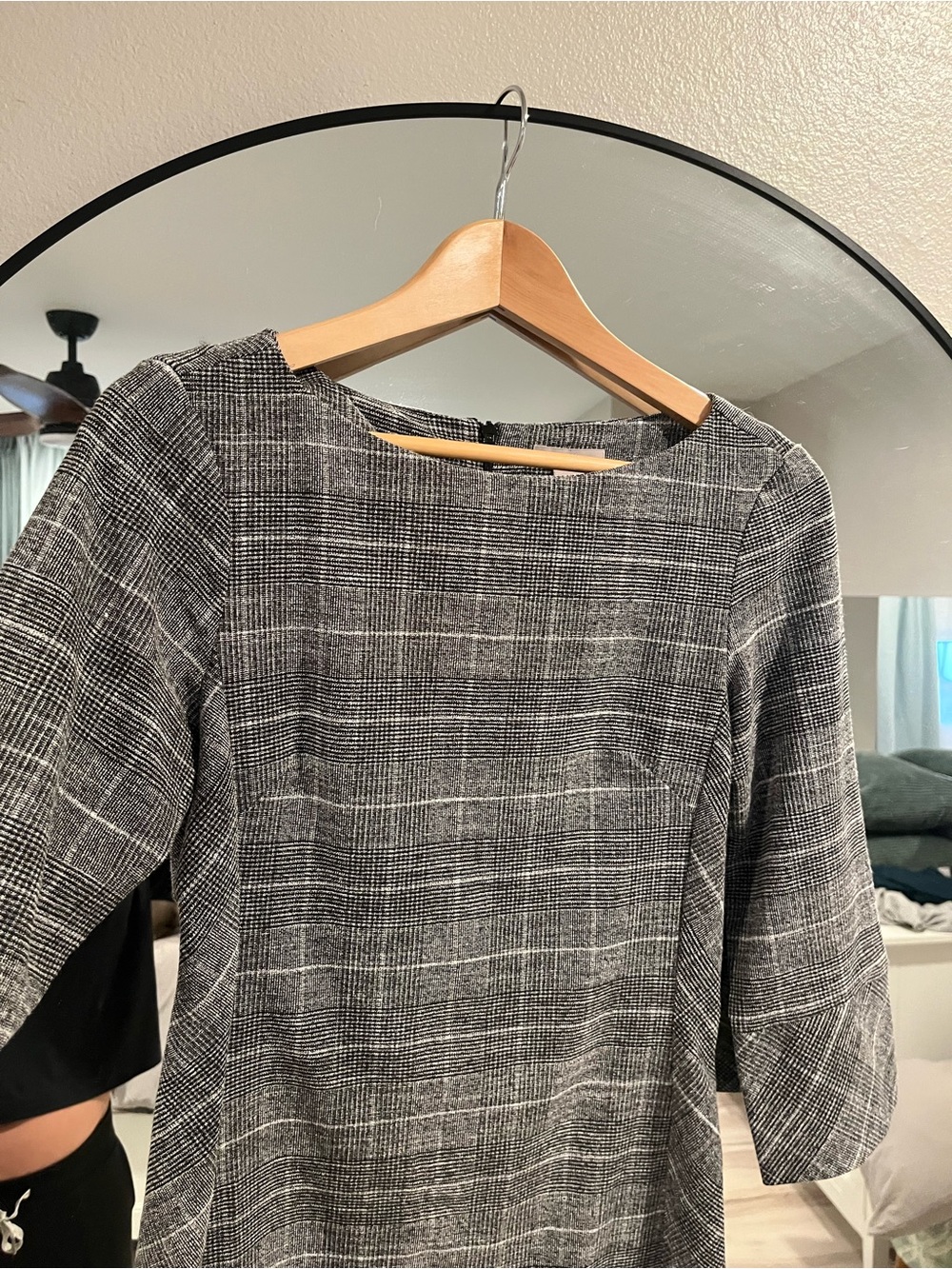 H&M Gray Plaid Boatneck Tunic